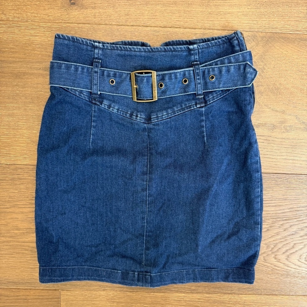 Free People Livin' It Up Denim Boho Festival Mini Skirt in Faded Indigo